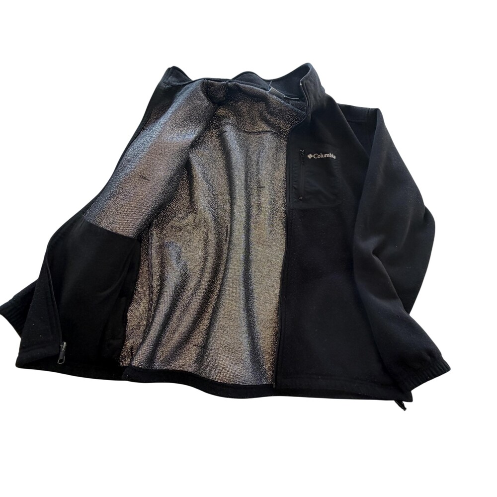 Columbia Omni-Heat Fleece Jacket Mens XL Black Full Zip Outdoor Warm Hiking